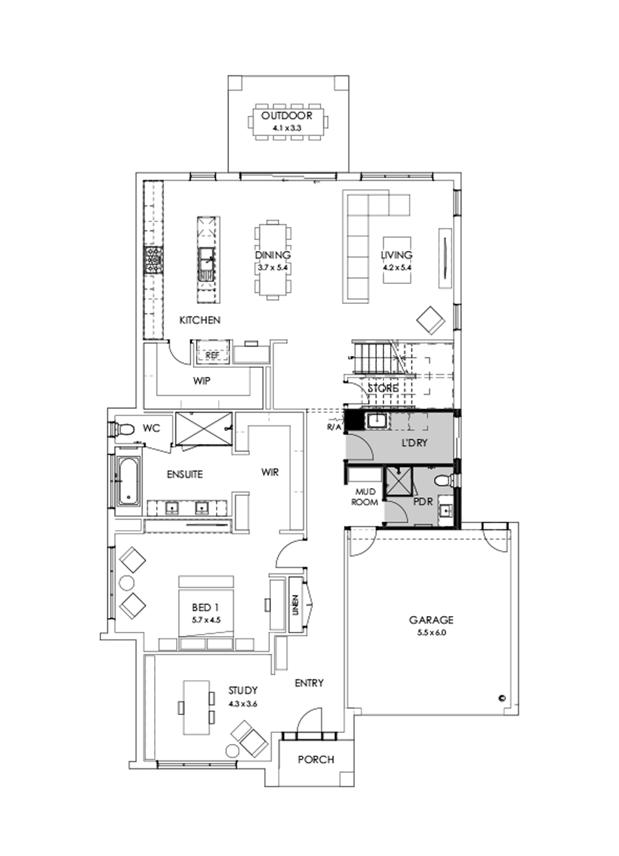 43 Ground Floor Floorplan (Shower to powder )