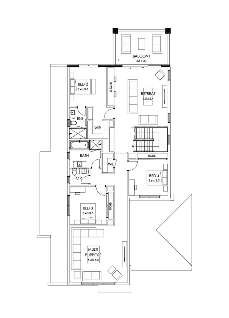 43 First Floor Floorplan (Rear balcony)