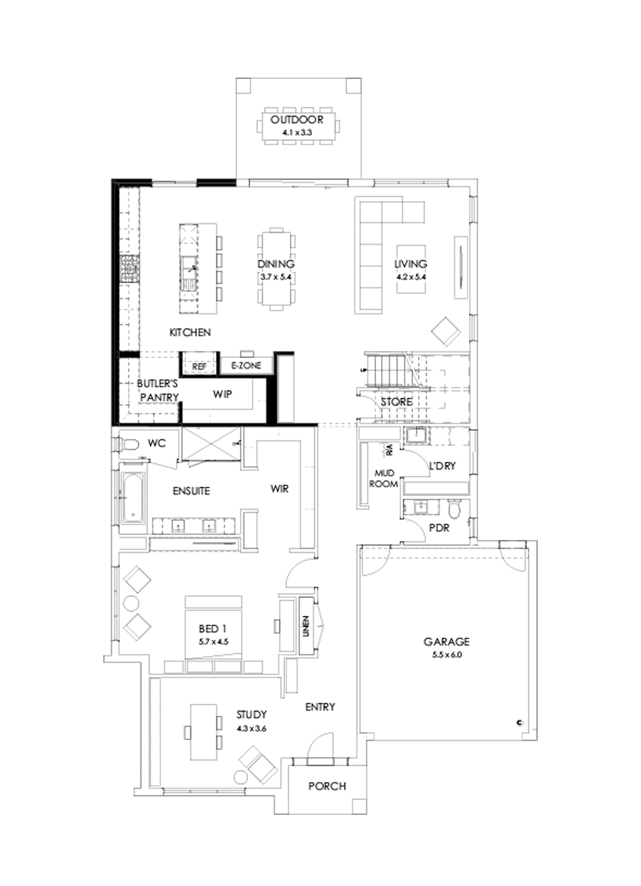 43 Ground Floor Floorplan (Larger kitchen)