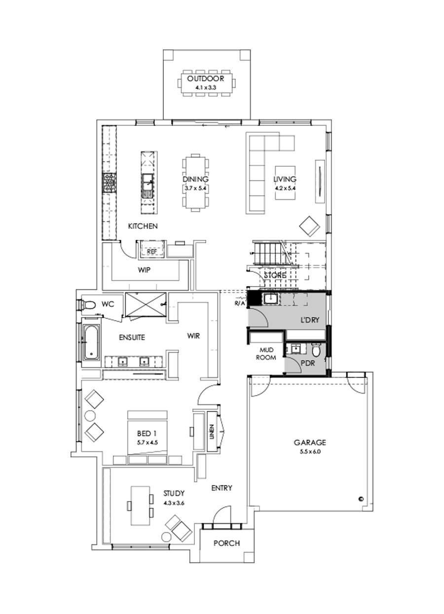 43 Ground Floor Floorplan (Grand laundry)