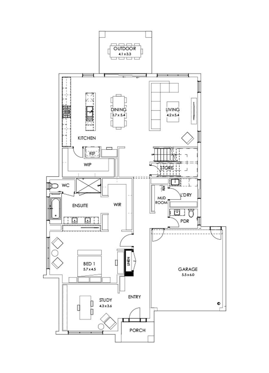 43 Ground Floor Floorplan (Bar)