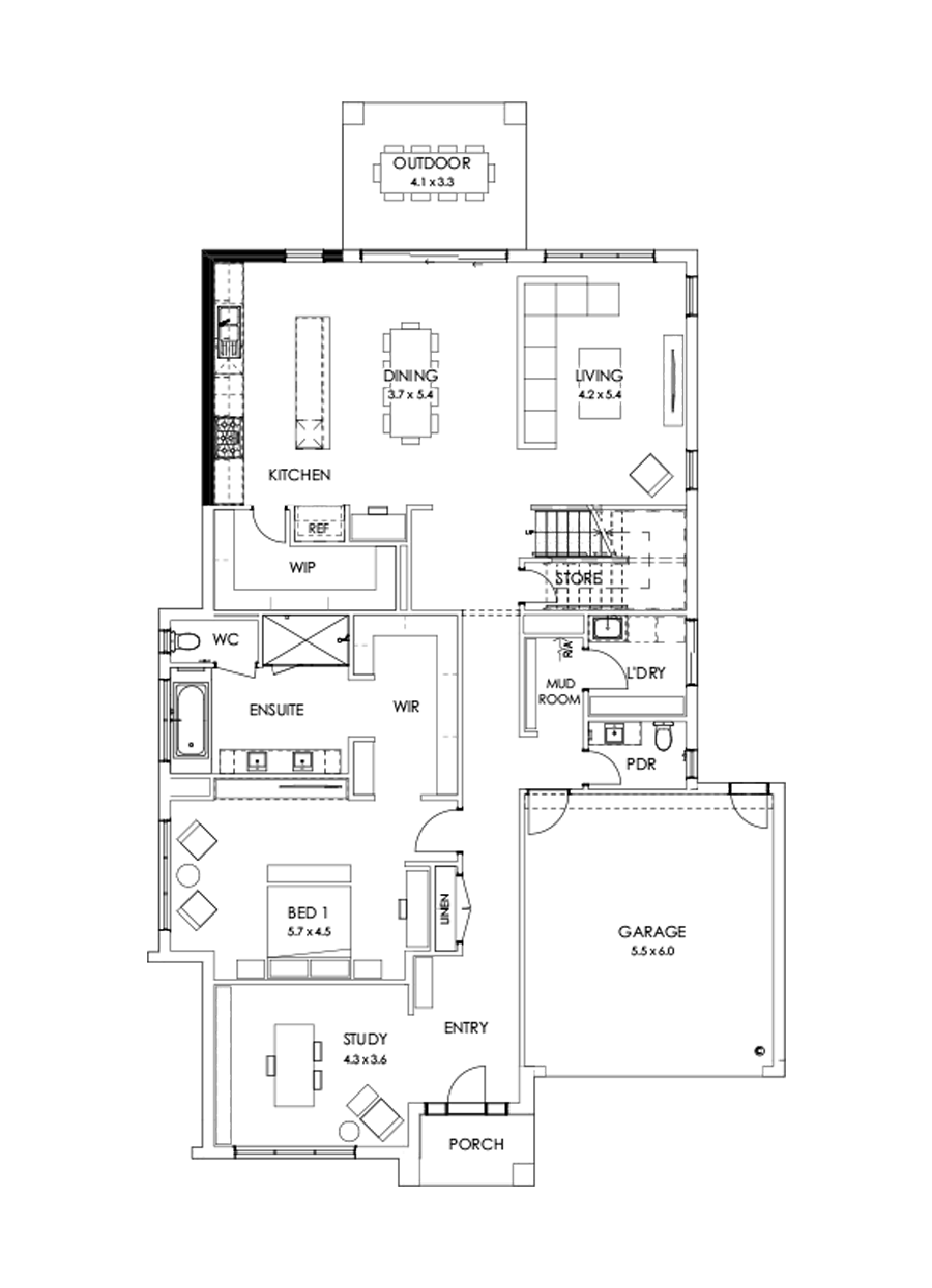 43 Ground Floor Floorplan (Alternate kitchen)