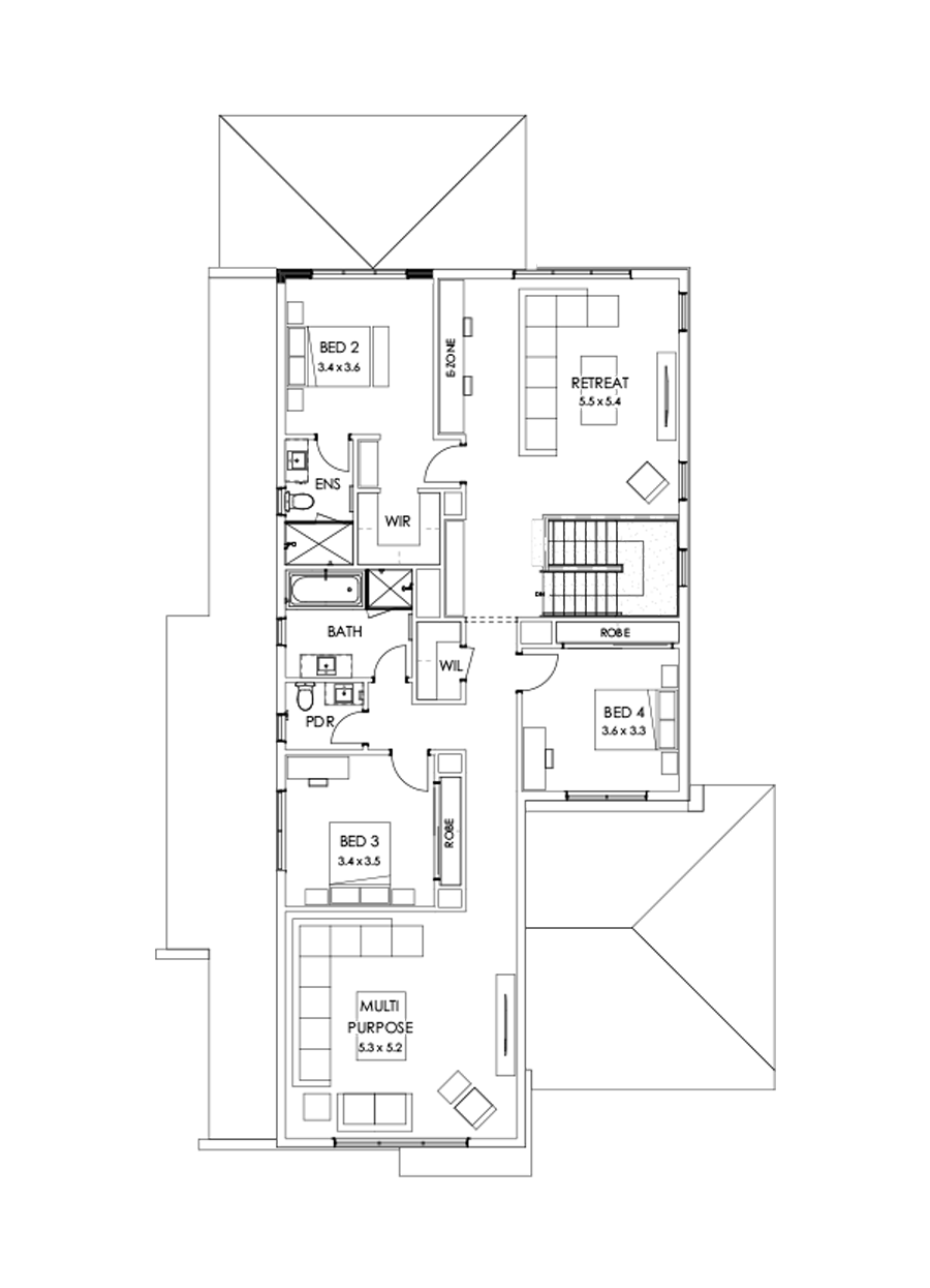 43 First Floor Floorplan (Alternate kitchen L-shaped)