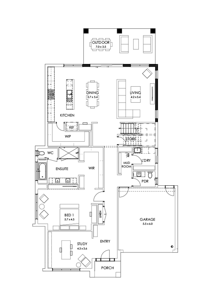 43 Ground Floor Floorplan (Alternate grand outdoor living)