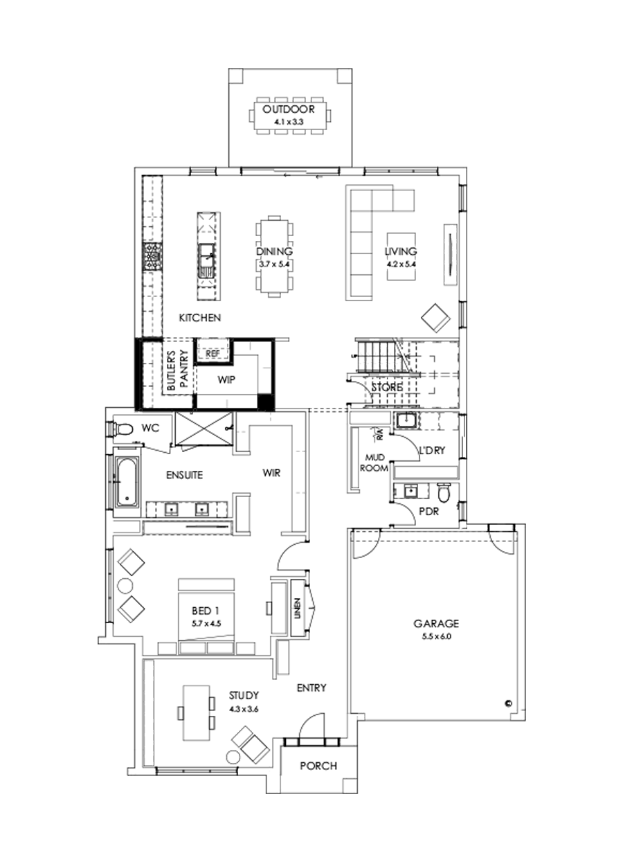 43 Ground Floor Floorplan (Alternate Butler's pantry)