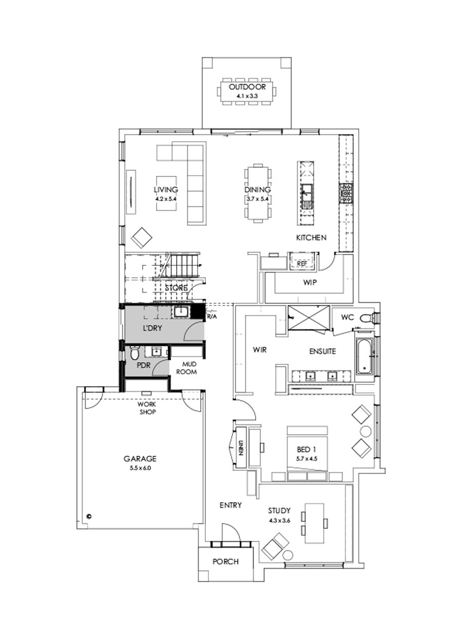 43 Ground Floor Floorplan (Workshop - Flipped)