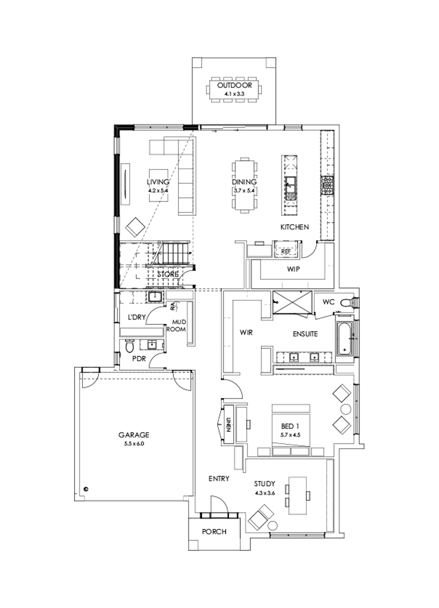 43 Ground Floor Floorplan (Void - Flipped)