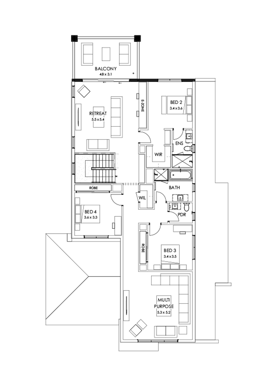 43 First Floor Floorplan (Rear balcony - Flipped)