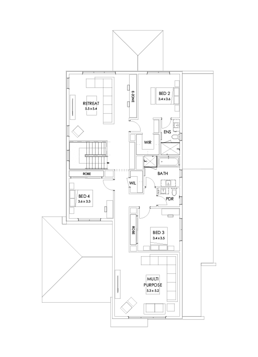 43 First Floor Floorplan (Larger kitchen - Flipped)