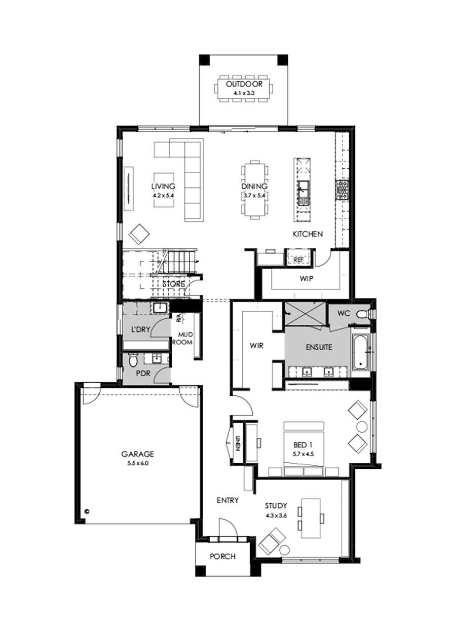 43 Ground Floor Floorplan (Standard - Flipped)