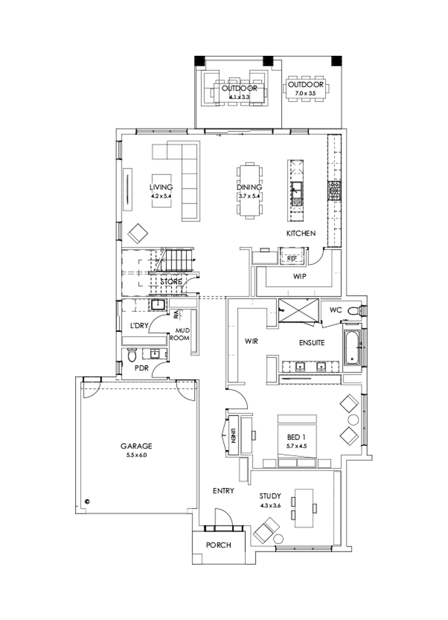 43 Ground Floor Floorplan (Grand outdoor living - Flipped)