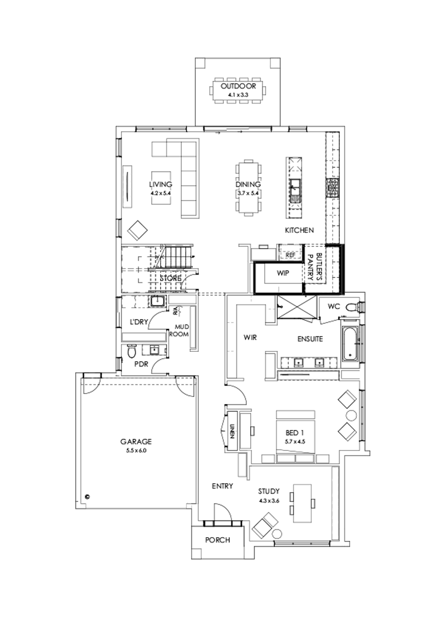 43 Ground Floor Floorplan (Butler's pantry - Flipped)