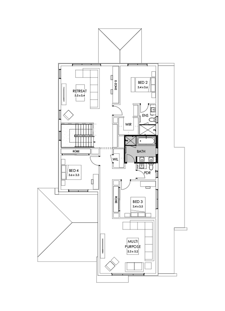 43 First Floor Floorplan (Bathroom upgrade - Flipped)