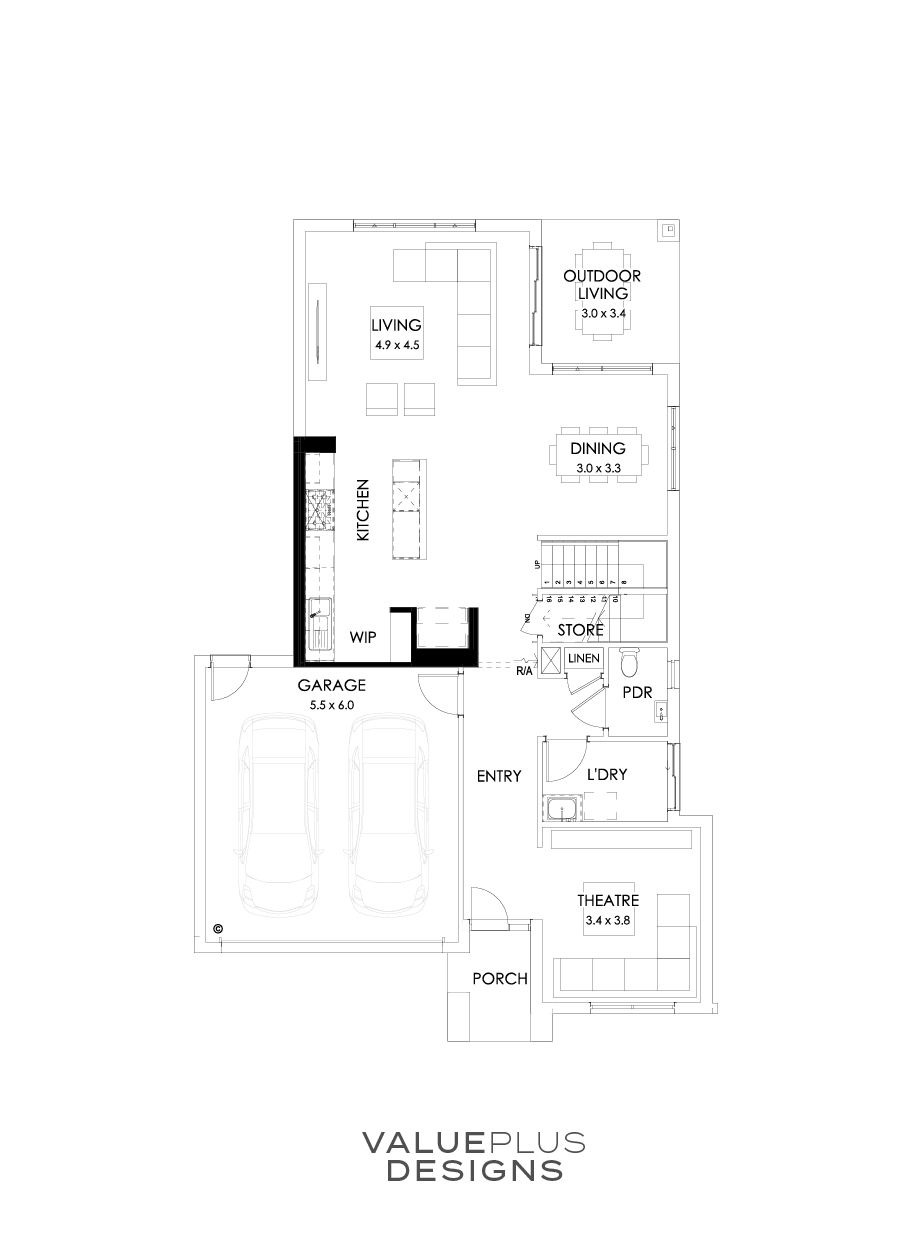 30 Ground Floor Floorplan (Alternate Kitchen)