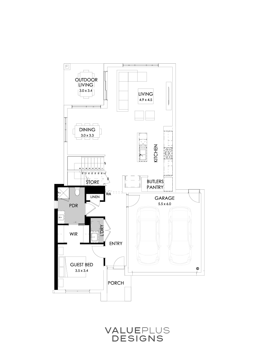30 Ground Floor Floorplan (Guest bedroom - Flipped)