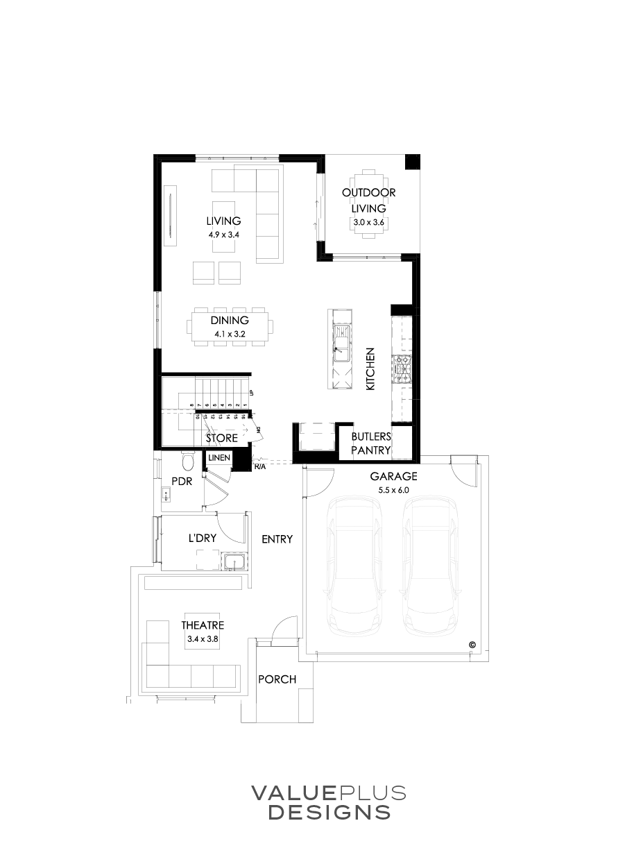 30 Ground Floor Floorplan (Rear flip - Flipped)