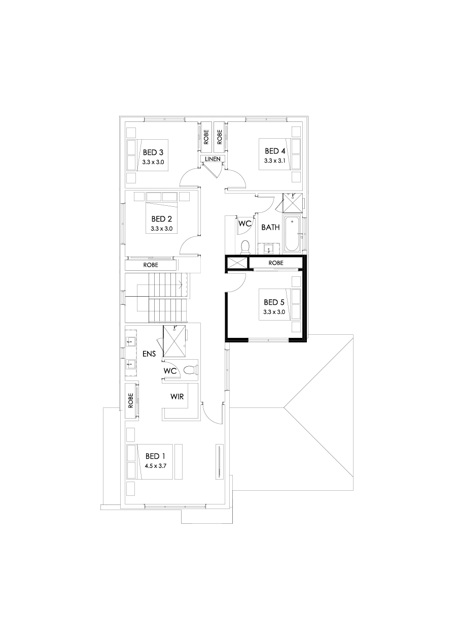 30 First Floor Floorplan (5th bedroom - Flipped)