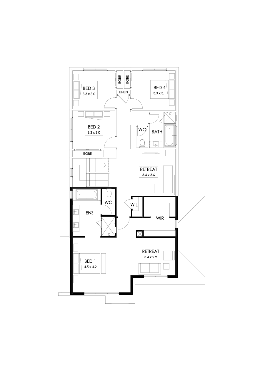 30 First Floor Floorplan (Build over garage - Flipped)