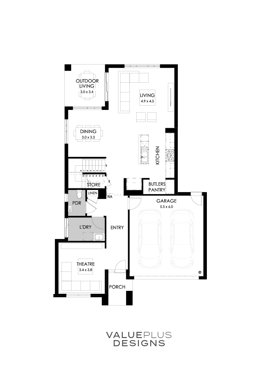 30 Ground Floor Floorplan (Butler's pantry - Included - Flipped)