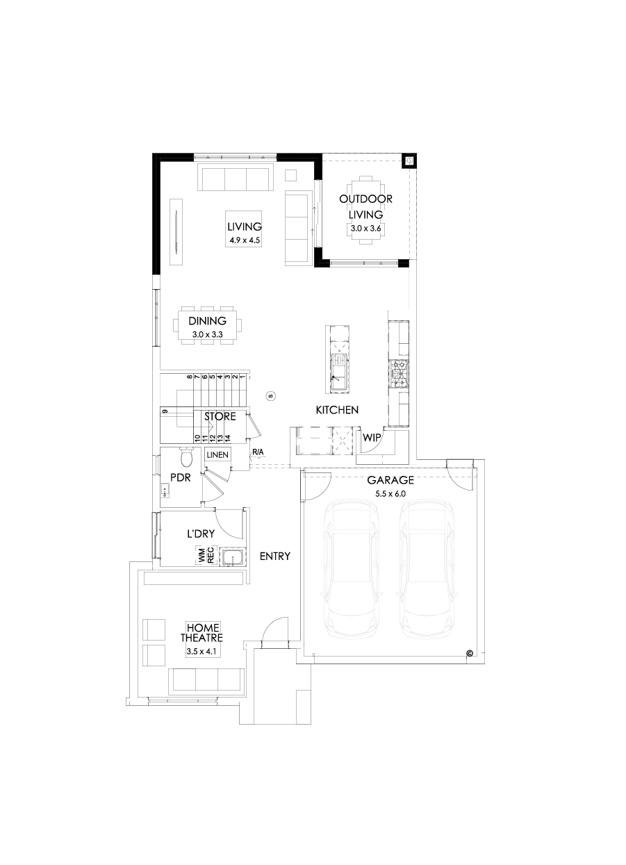 30 Ground Floor Floorplan (Rear flip - Flipped)