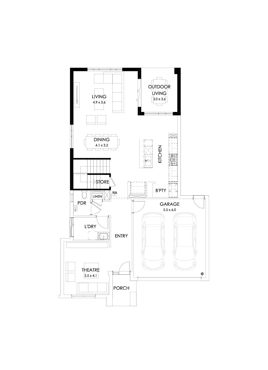 30 Ground Floor Floorplan (Rear flip - Flipped)