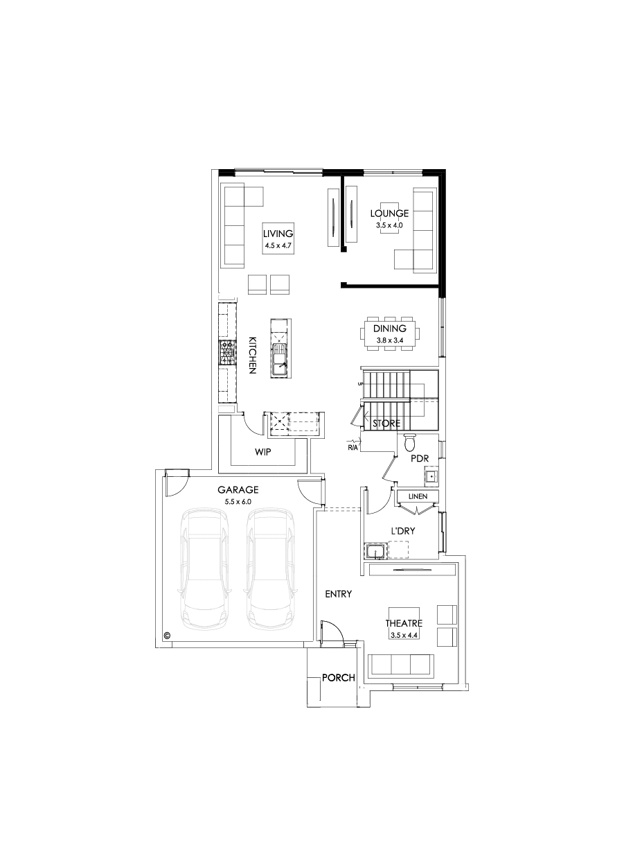 33 Ground Floor Floorplan (Larger living)