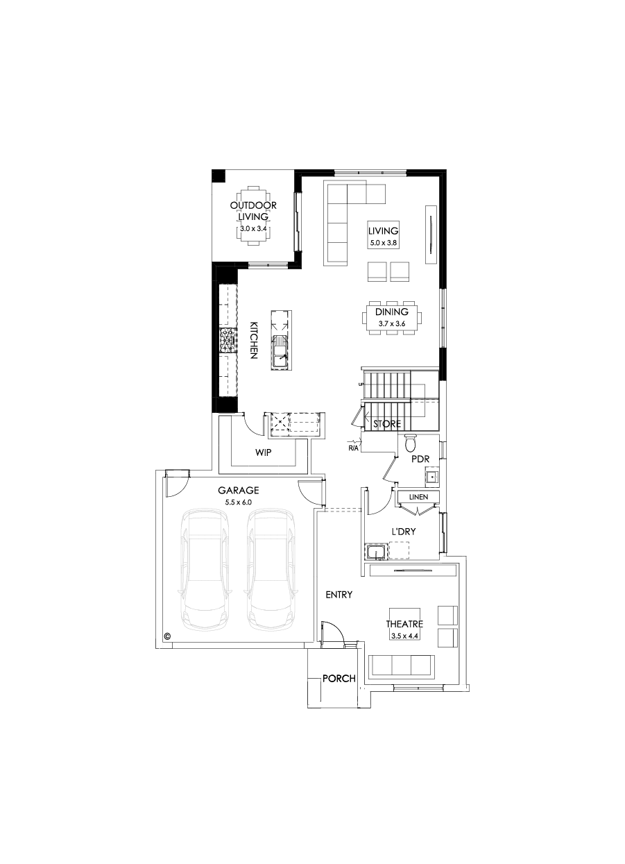 33 Ground Floor Floorplan (Rear flip)