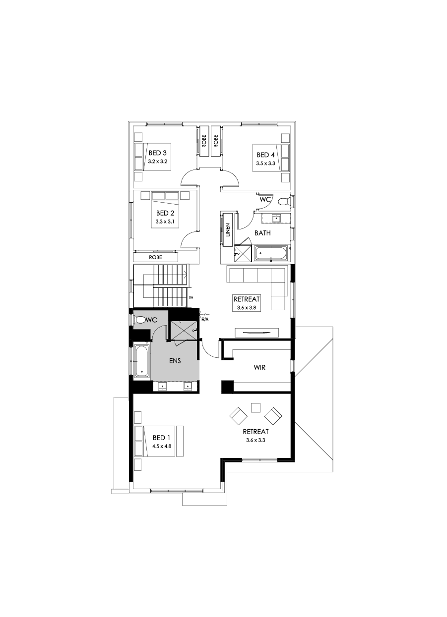 33 First Floor Floorplan (Build over garage - Flipped)