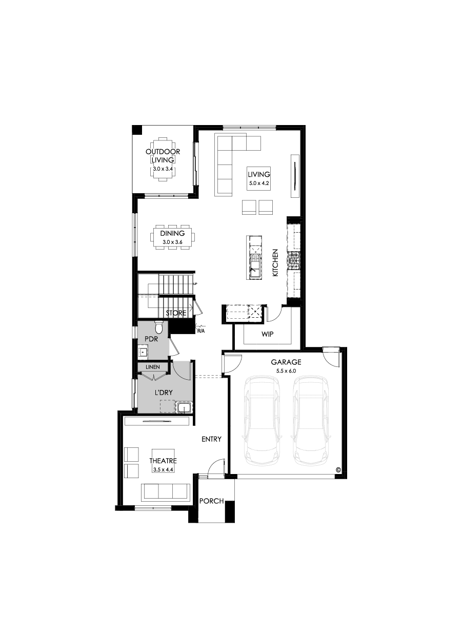 33 Ground Floor Floorplan (Standard - Flipped)