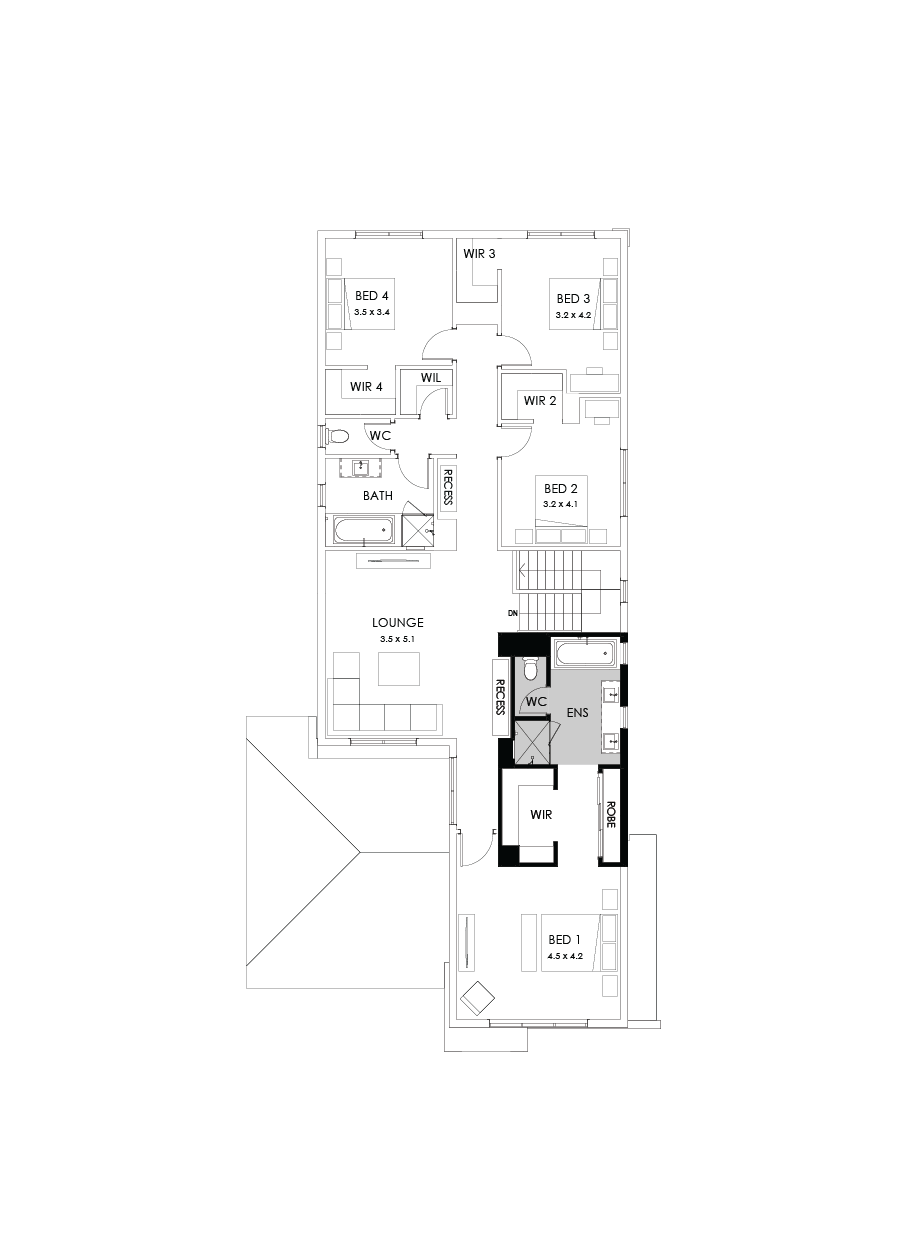 38 First Floor Floorplan (Bath to ensuite)