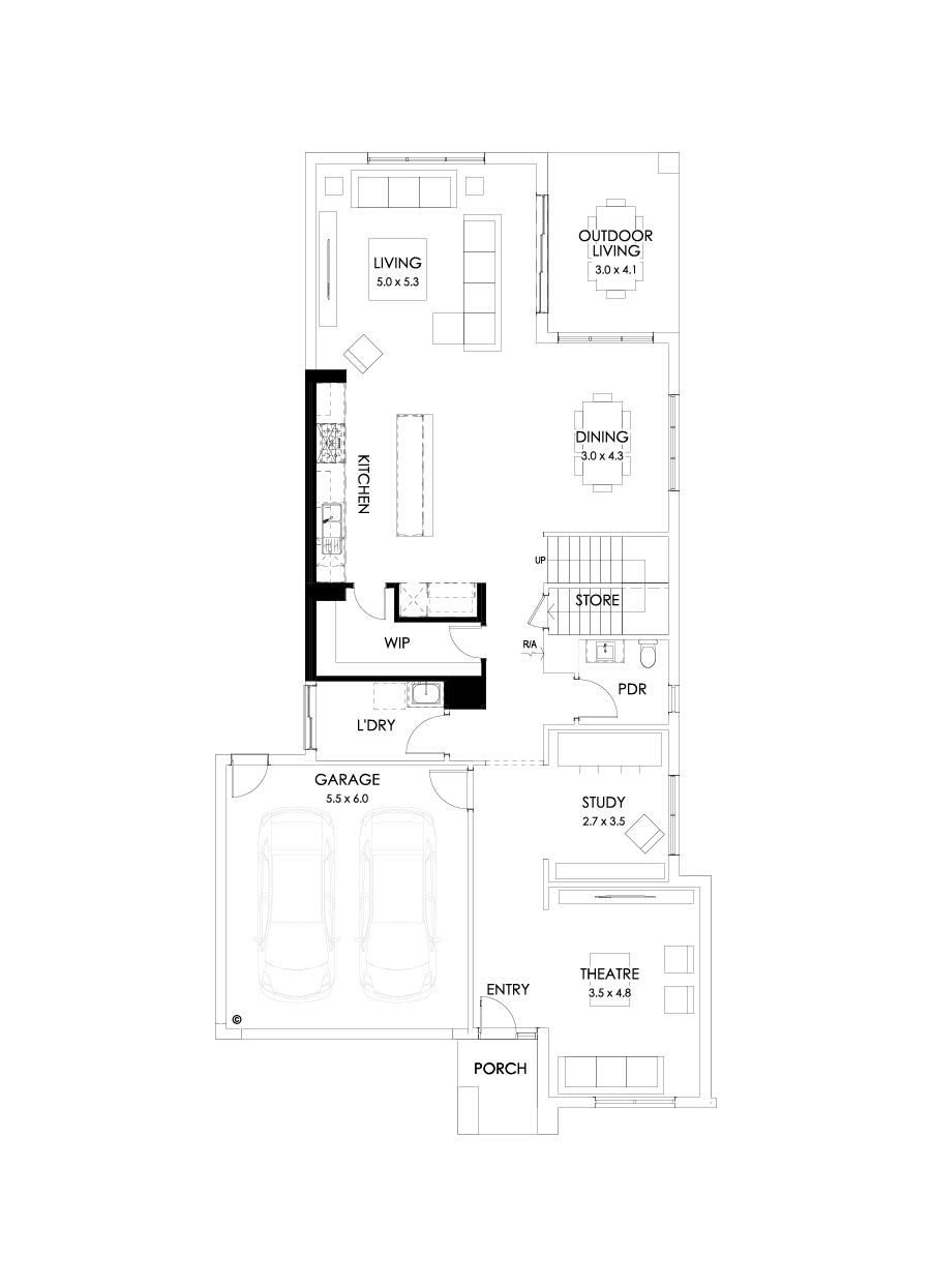 38 Ground Floor Floorplan (Alternate Kitchen)