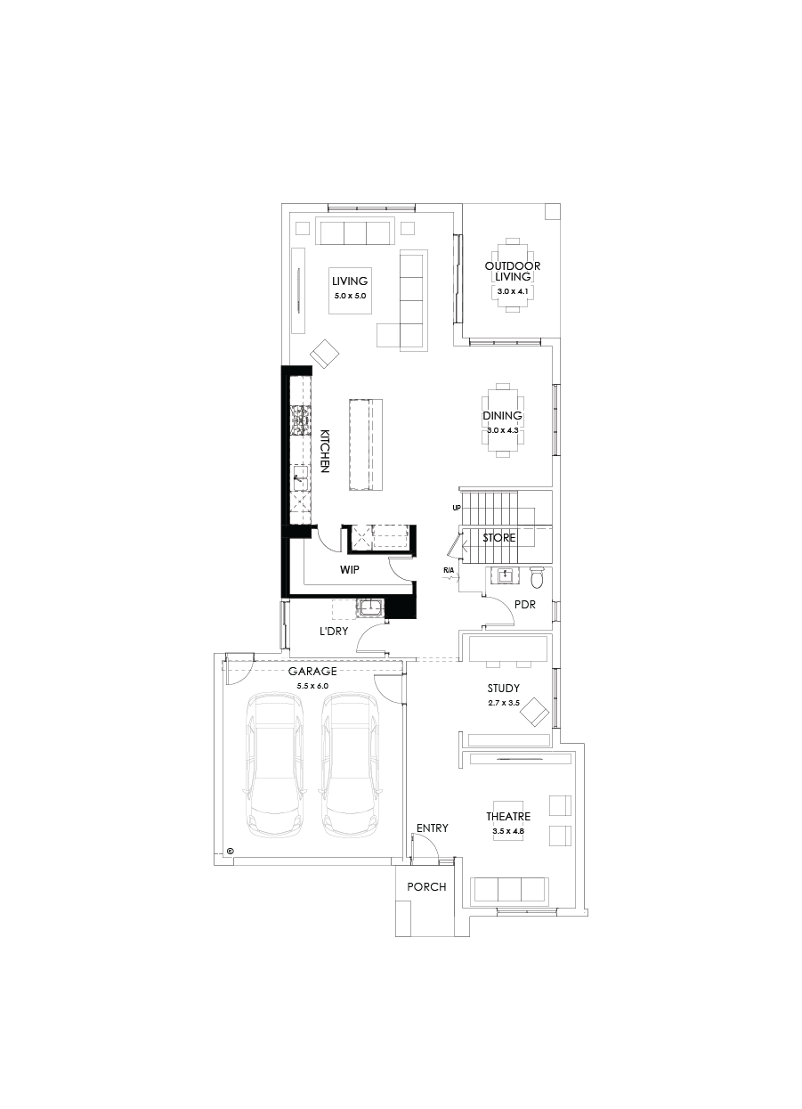 38 Ground Floor Floorplan (Alternate Kitchen)