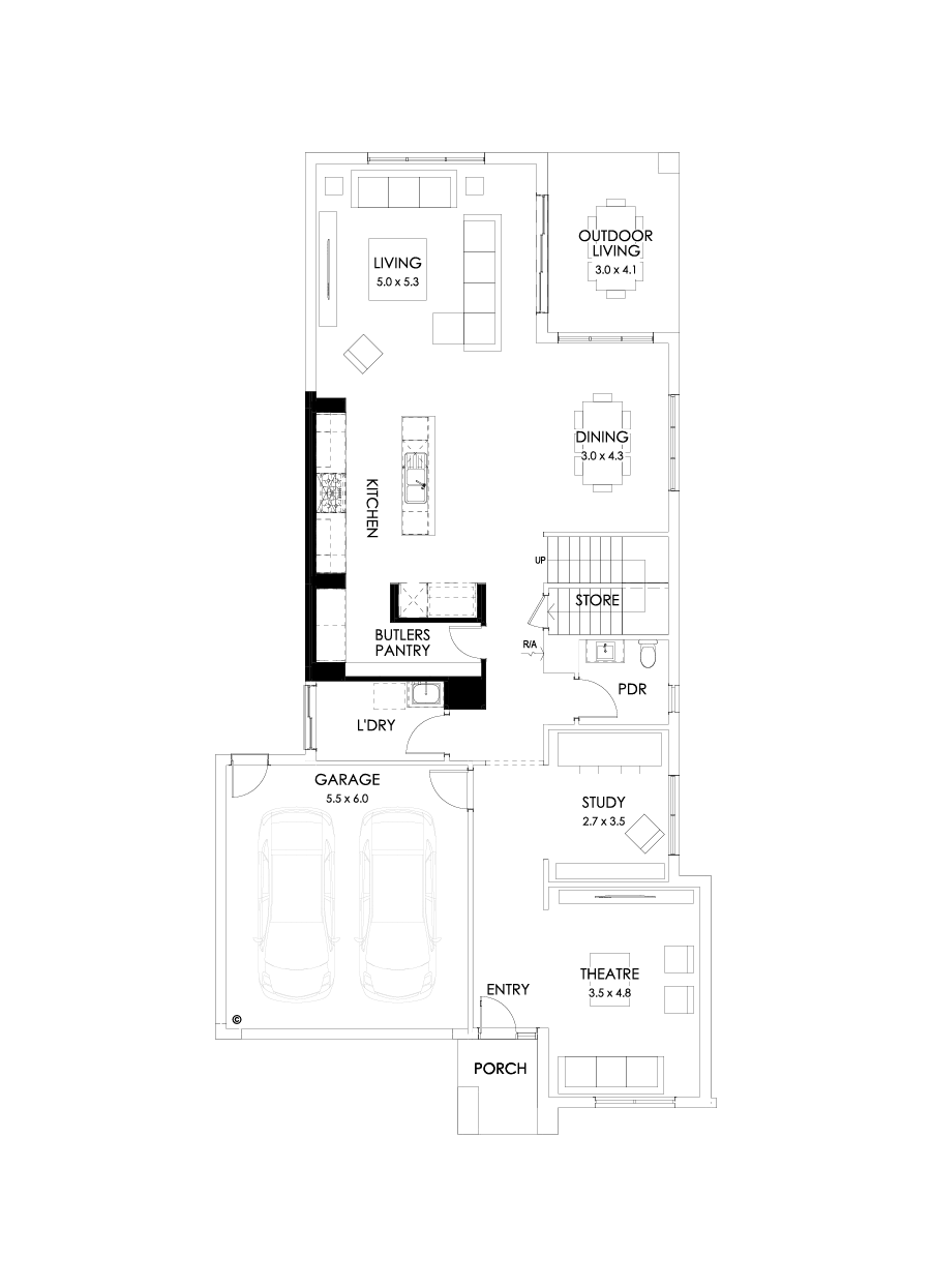 38 Ground Floor Floorplan (Butler's pantry - Included)
