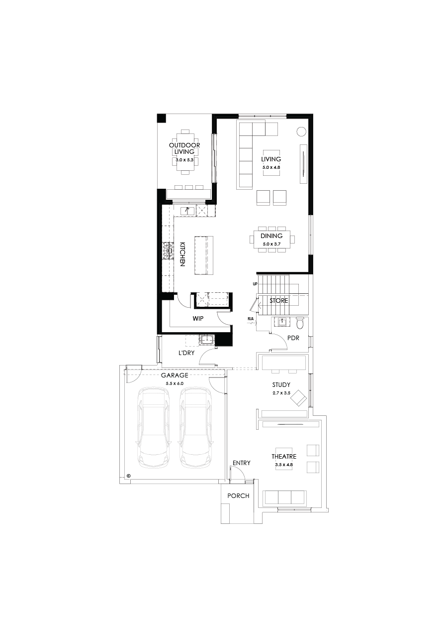 38 Ground Floor Floorplan (Rear flip with alternate kitchen )