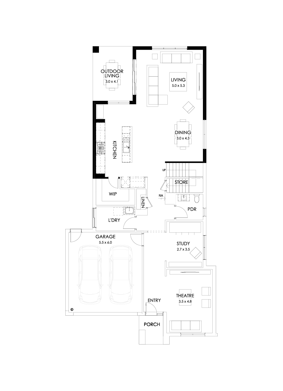 38 Ground Floor Floorplan (Rear flip)