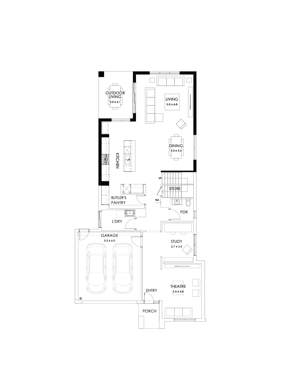 38 Ground Floor Floorplan (Rear flip)