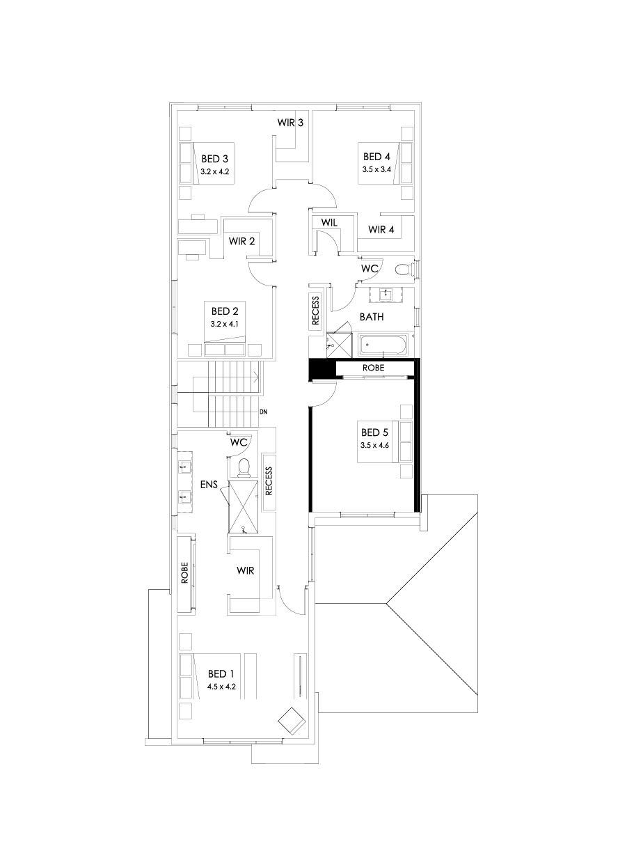 38 First Floor Floorplan (5th bedroom - Flipped)