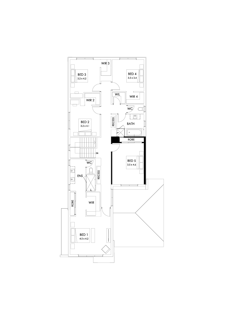 38 First Floor Floorplan (5th bedroom - Flipped)