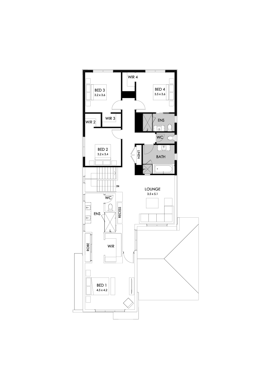 38 First Floor Floorplan (Additional ensuite - Flipped)