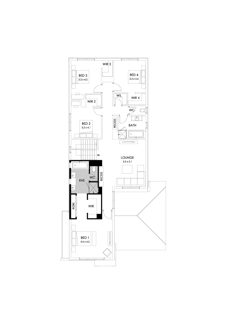 38 First Floor Floorplan (Bath to ensuite - Flipped)