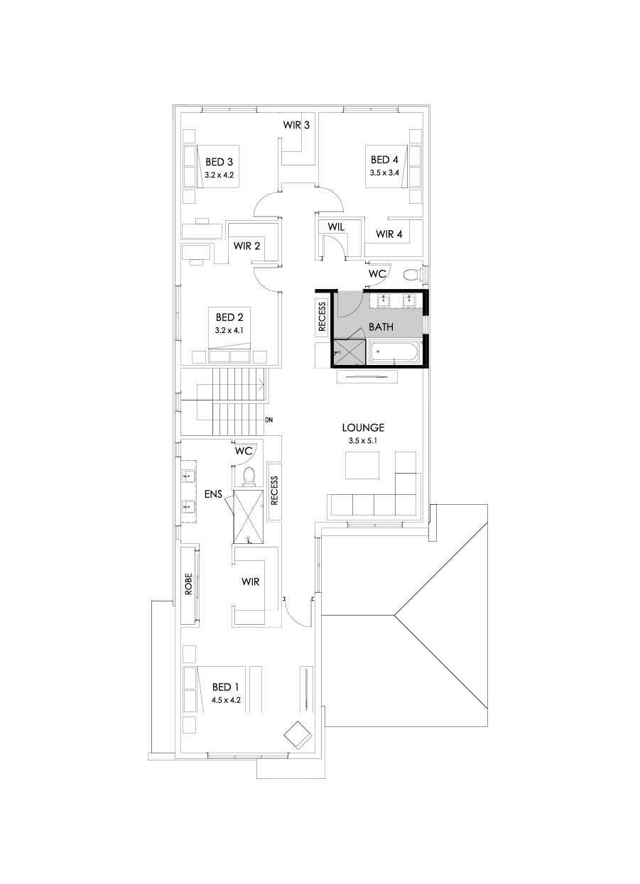38 First Floor Floorplan (Bathroom Upgrade - Flipped)