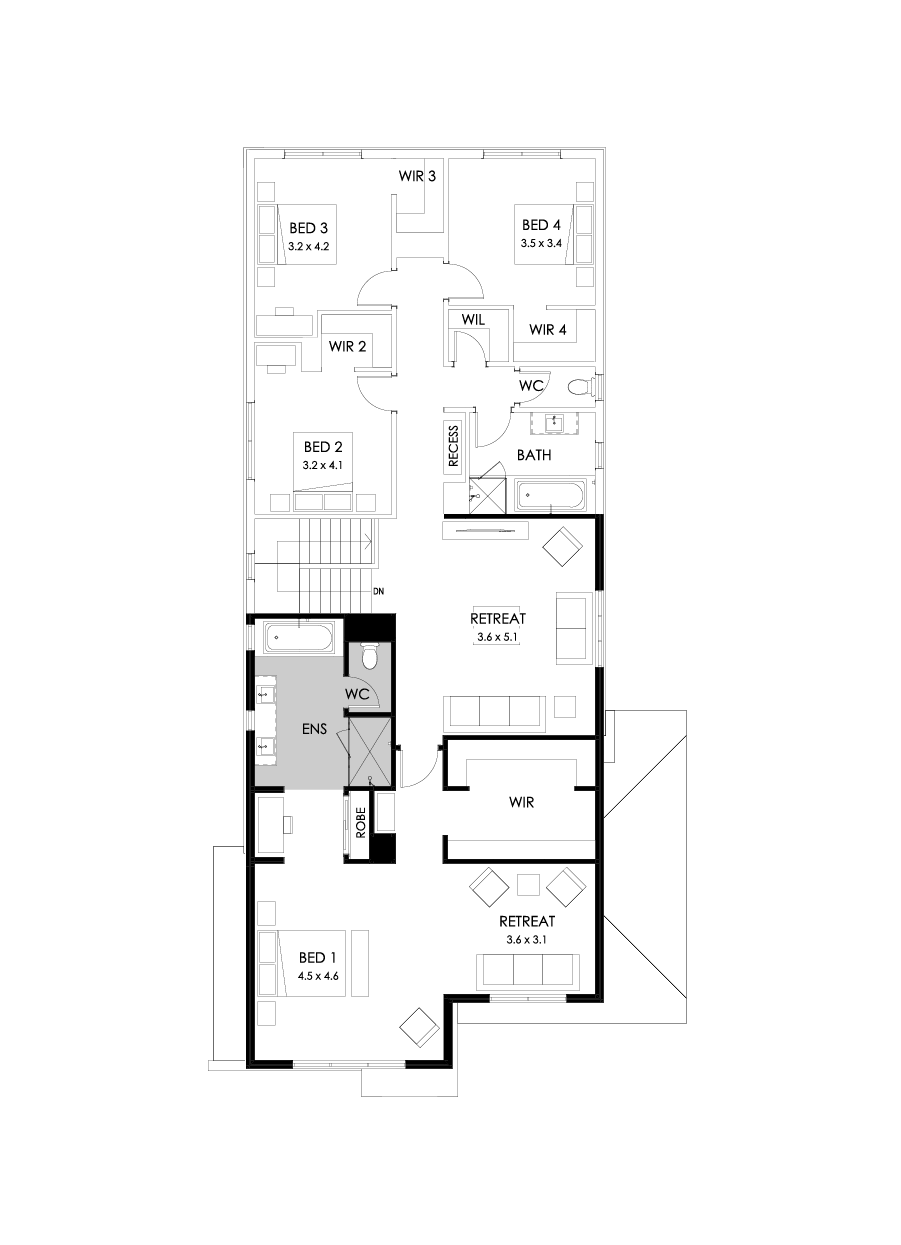 38 First Floor Floorplan (Build over garage - Flipped)