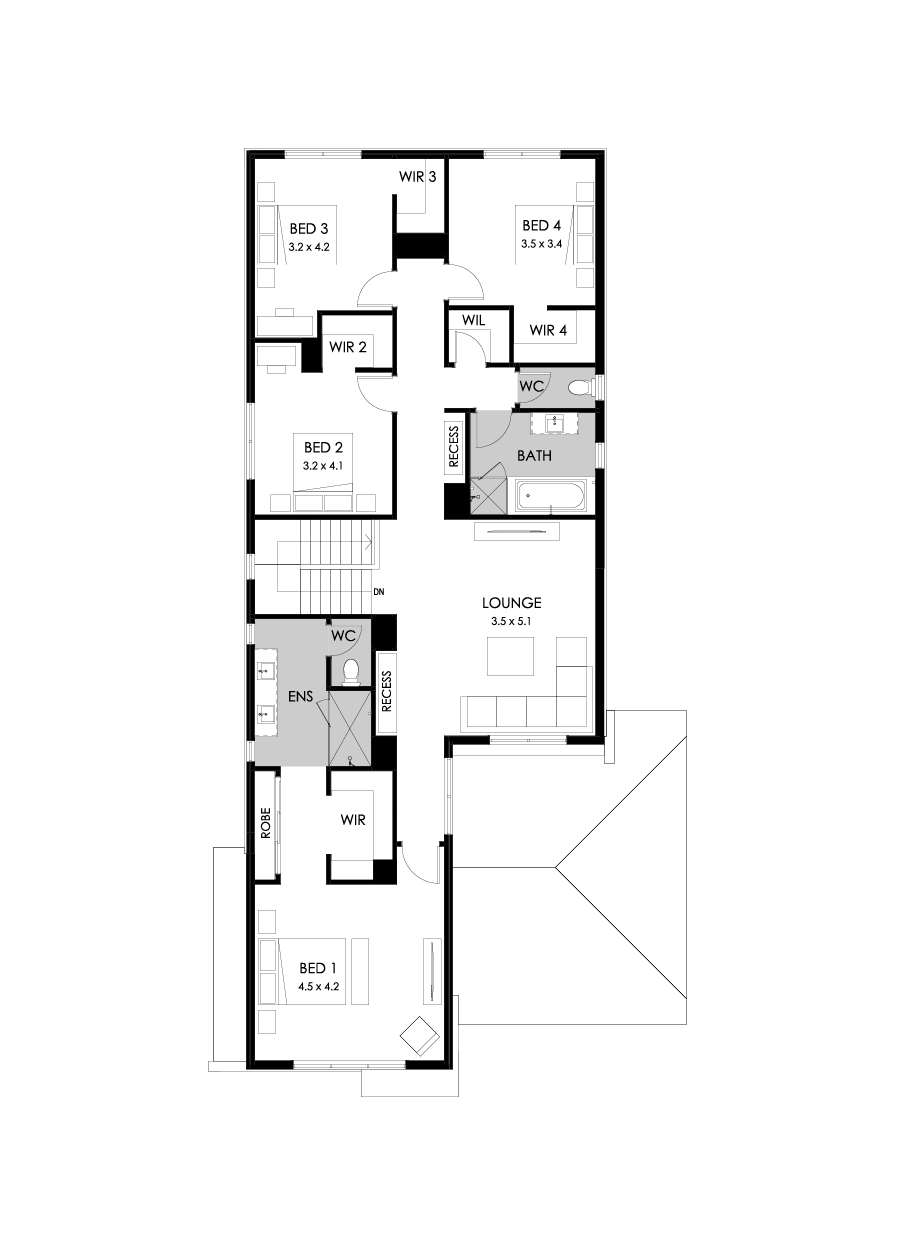 38 First Floor Floorplan (Standard - Flipped)