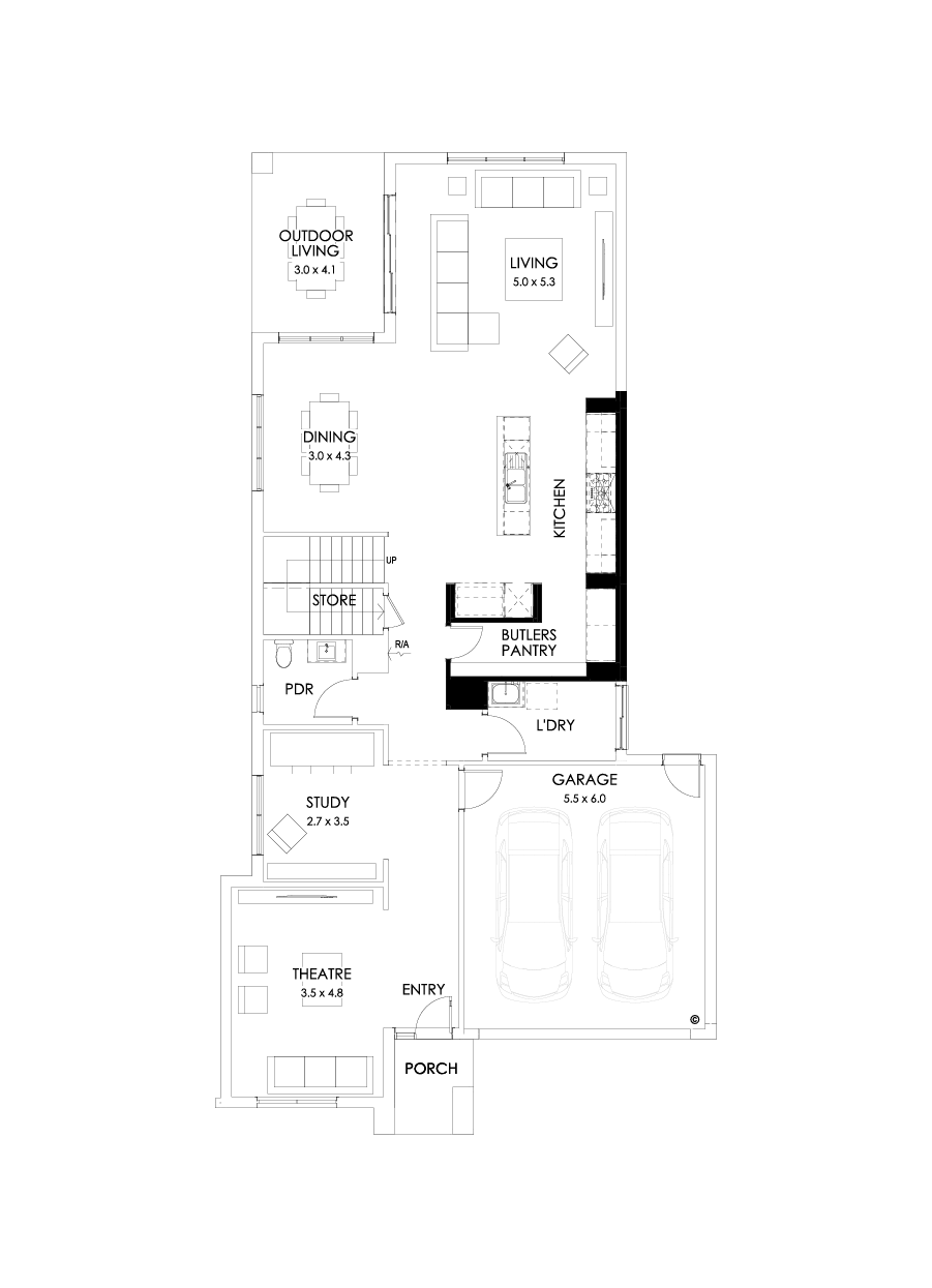 38 Ground Floor Floorplan (Butler's pantry - Included - Flipped)