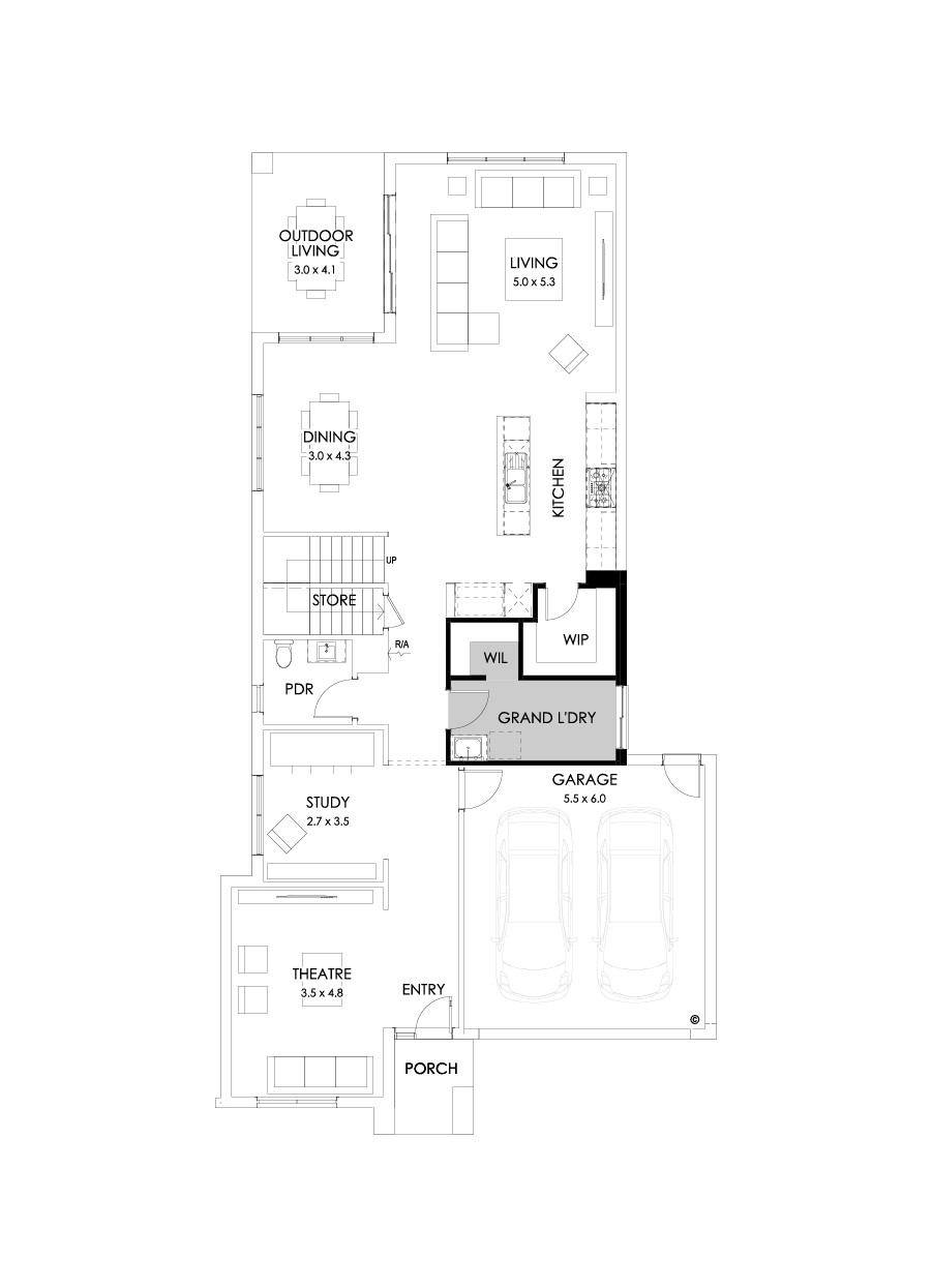 38 Ground Floor Floorplan (Grand laundry - Flipped)