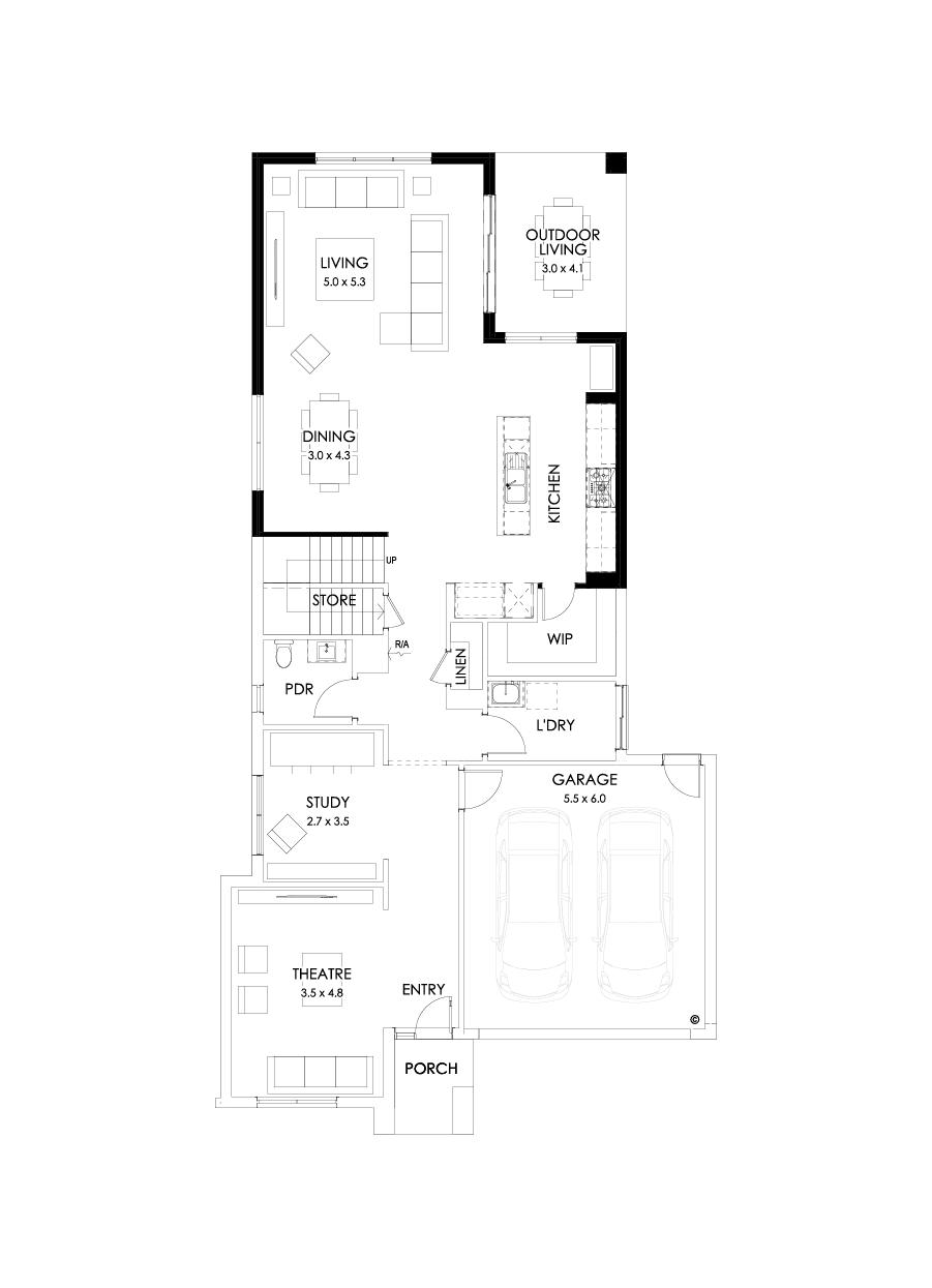 38 Ground Floor Floorplan (Rear flip - Flipped)