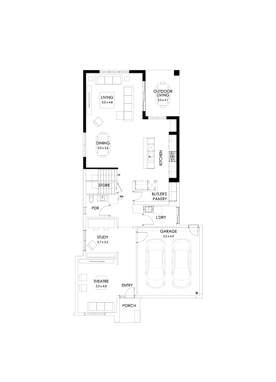 38 Ground Floor Floorplan (Rear flip - Flipped)