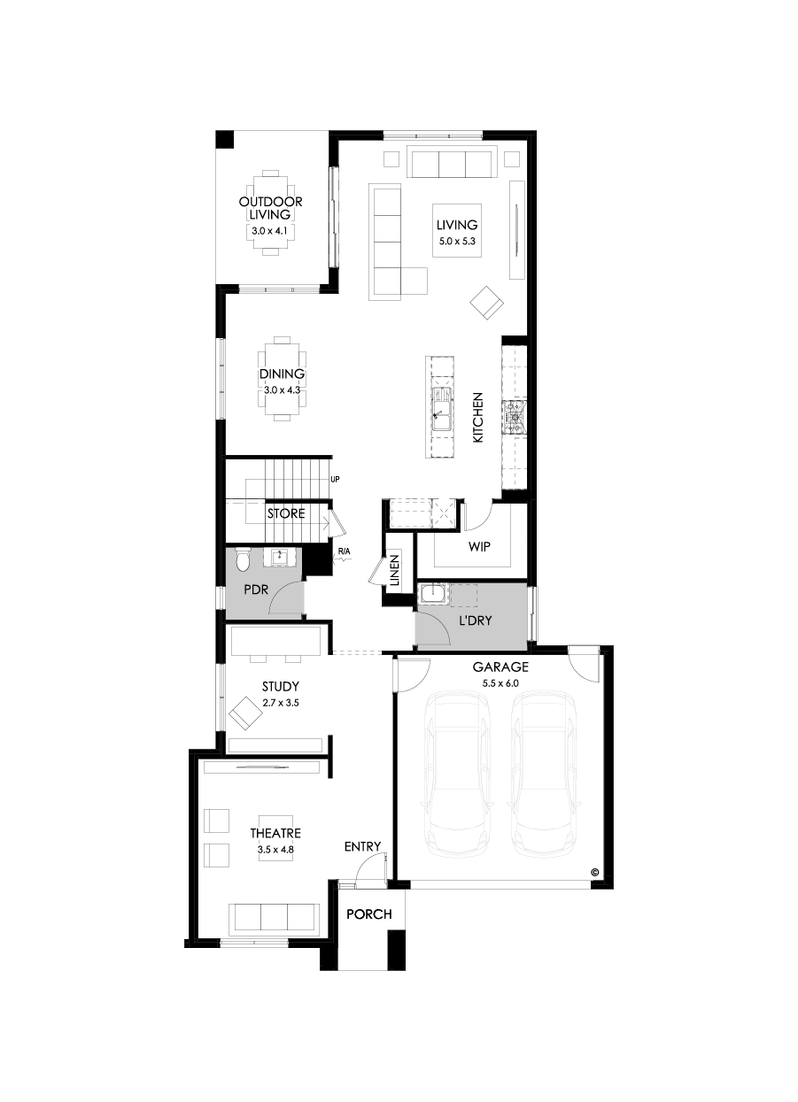 38 Ground Floor Floorplan (Standard - Flipped)