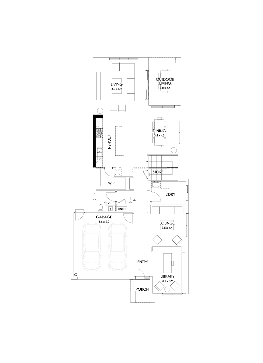 40 Ground Floor Floorplan (Alternate kitchen)