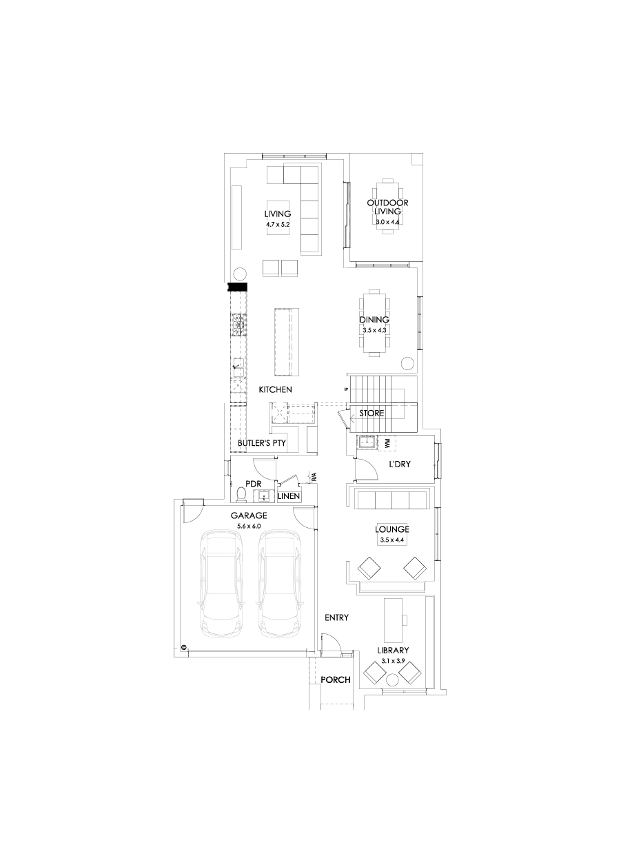 40 Ground Floor Floorplan (Alternate kitchen)
